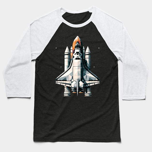 Geometric Orbiter | Space Shuttle Design Tee | Astronautics Baseball T-Shirt by Graphic Wonders Emporium